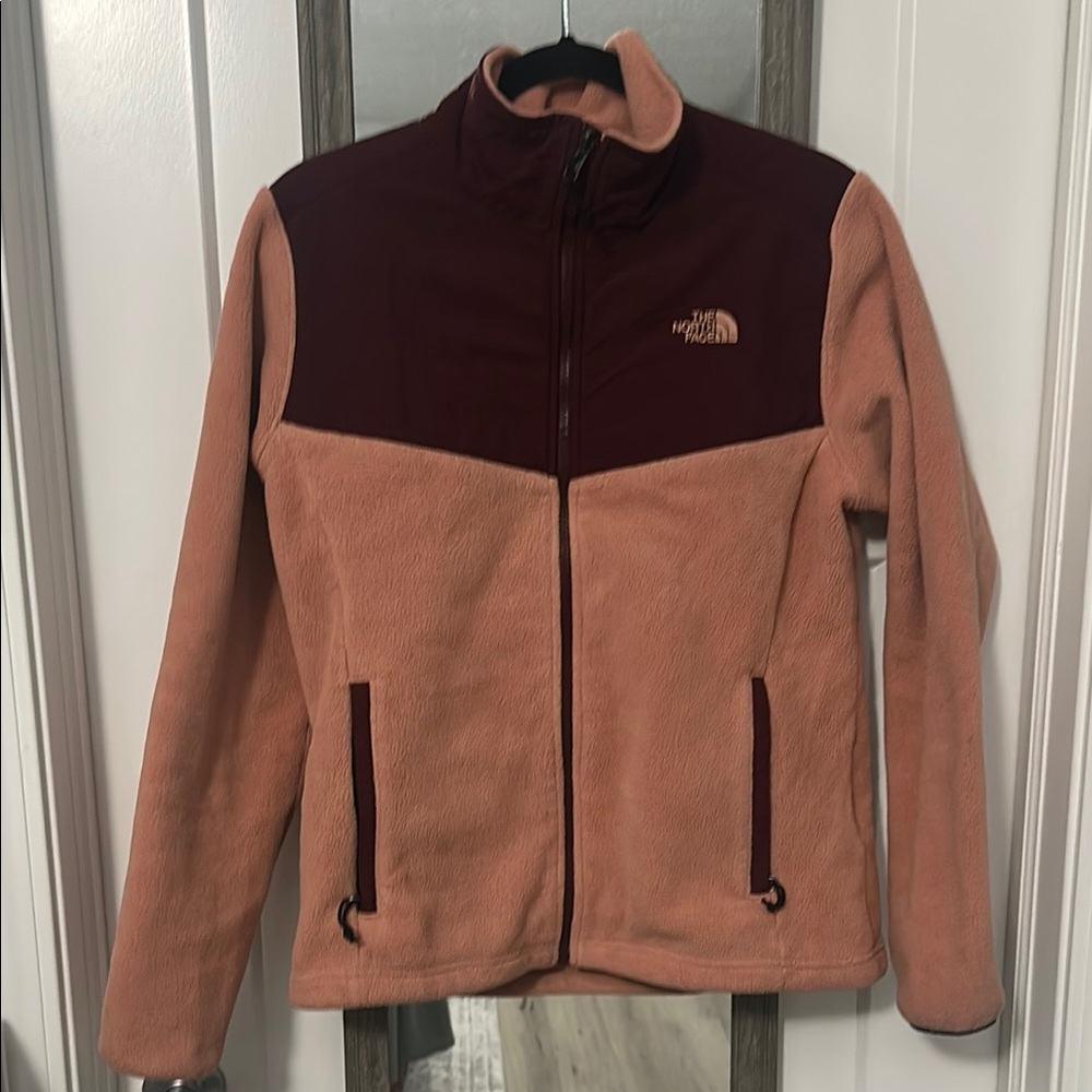The North Face Peach and Maroon Fleece Jacket women’s size medium